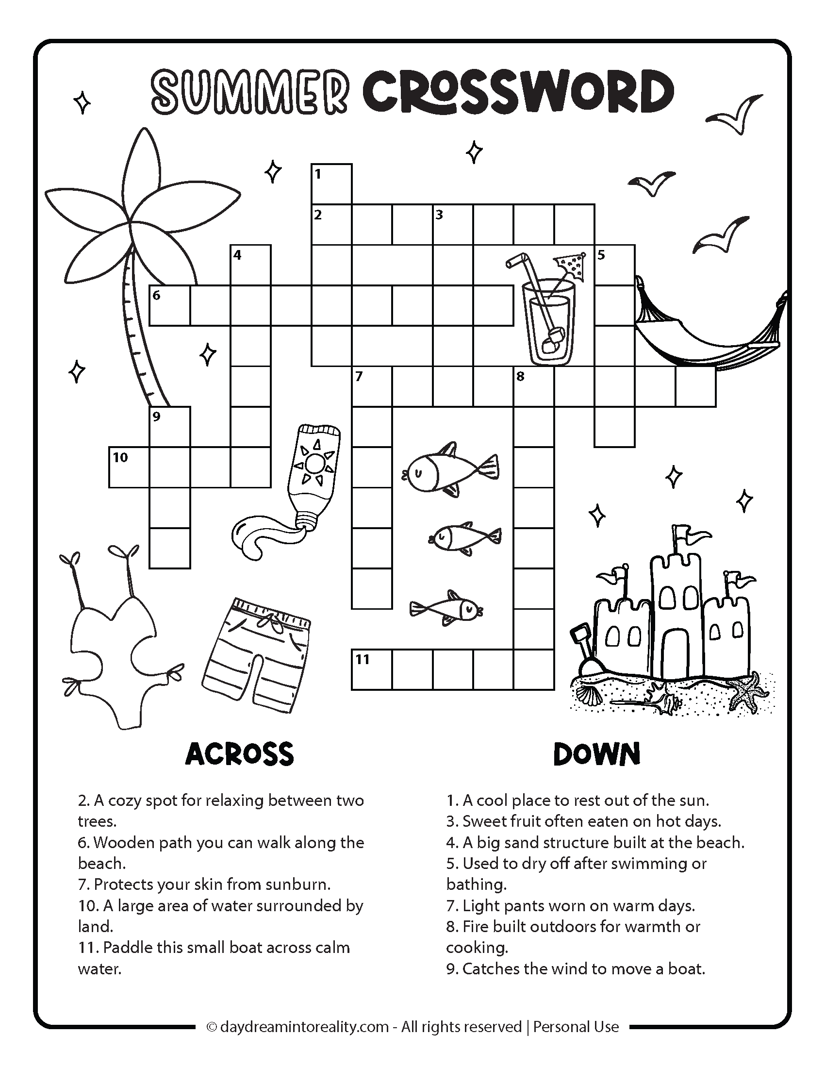 10 Summer Crossword Puzzles Free Printable PDFs From Easy To Advanced Daydream Into Reality
