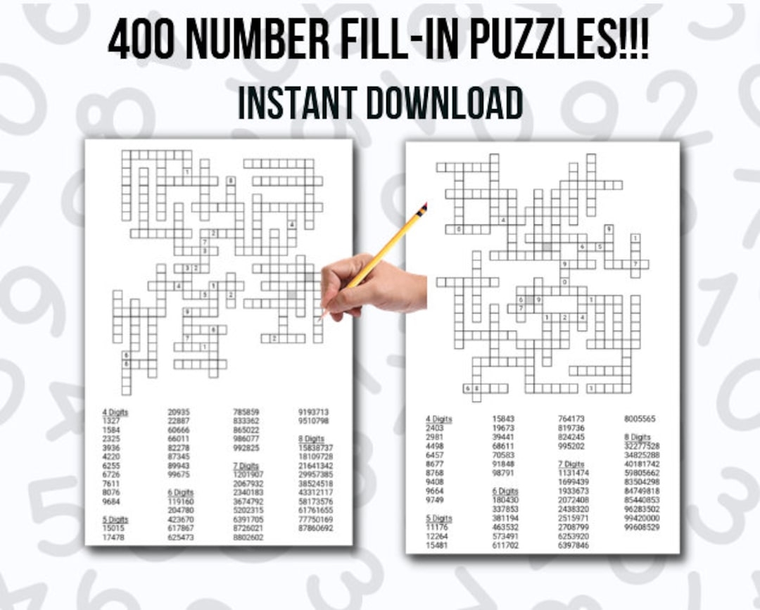 fill in number crossword puzzles printable