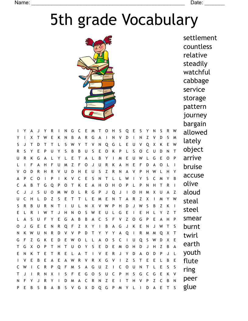 5th grade vocabulary crossword puzzles printable