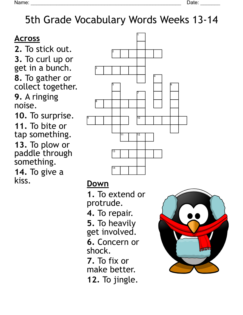 crossword puzzles for 5th graders printable