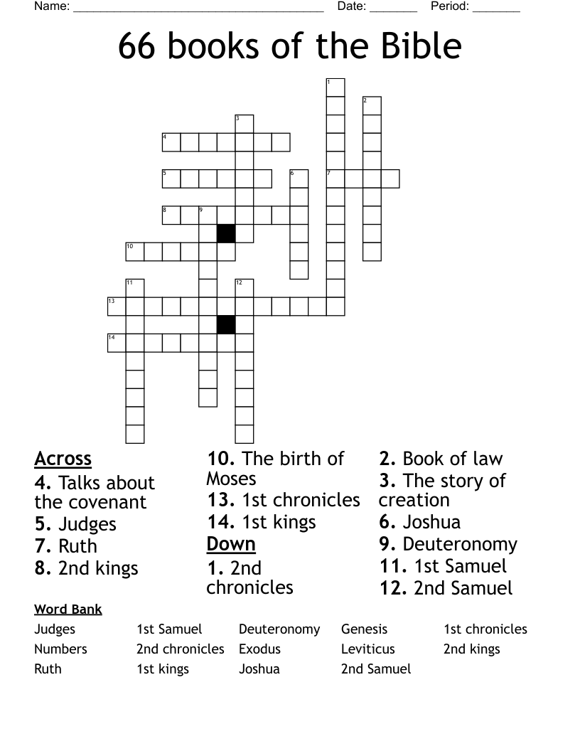 66 Books Of The Bible Crossword WordMint