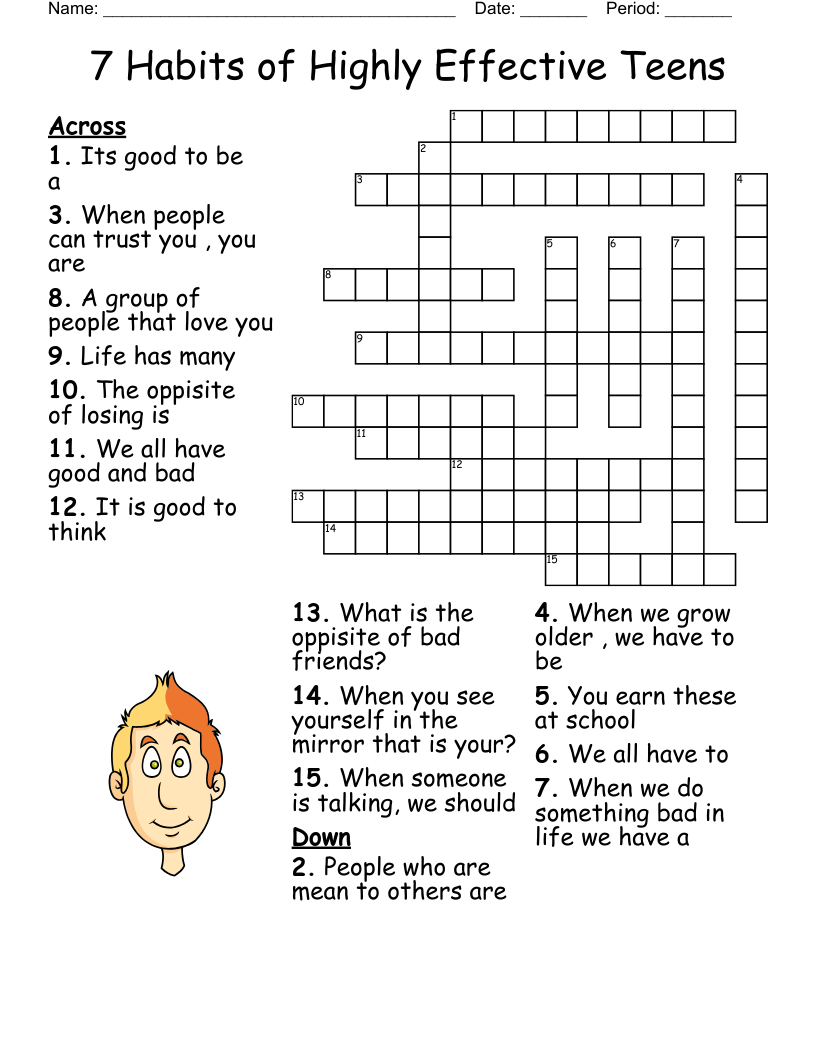 7 Habits Of Highly Effective Teens Crossword WordMint