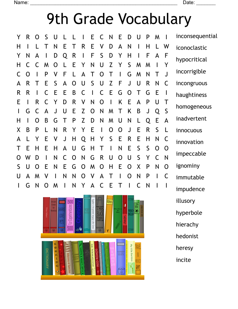 9th Grade Vocabulary Word Search WordMint