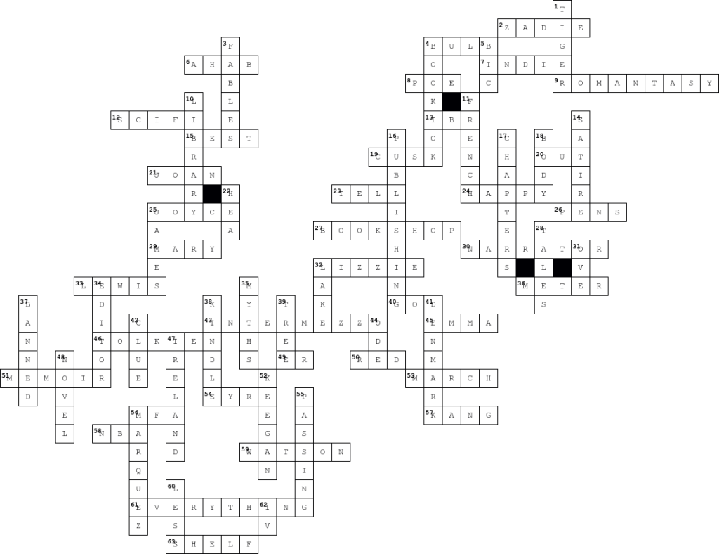 A Literary Crossword For Book People Electric Literature