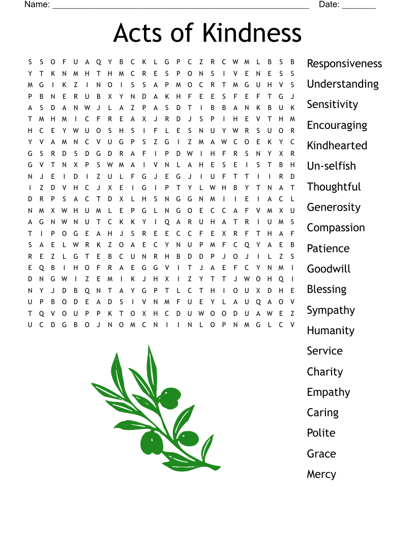 free printable crossword puzzles about compassion