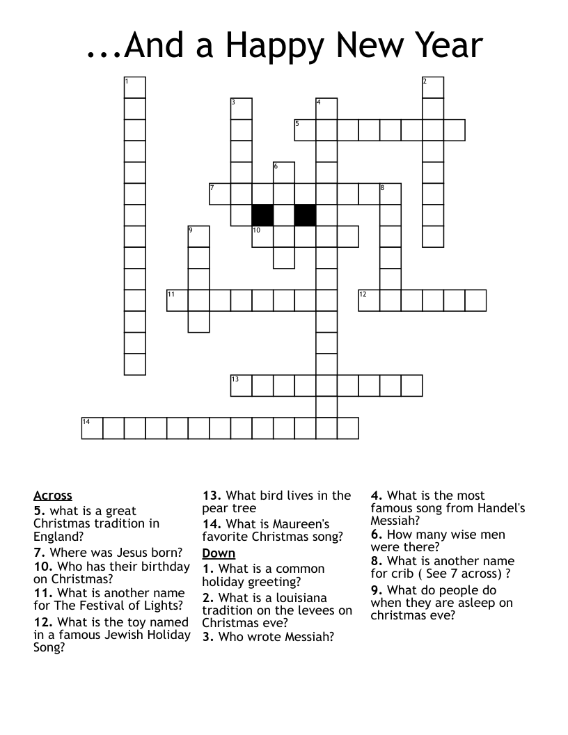 And A Happy New Year Crossword WordMint