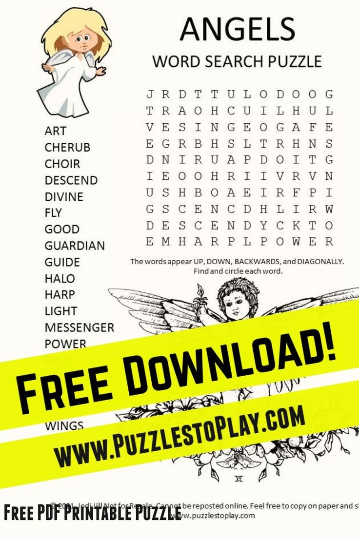 Angels Word Search Puzzles Puzzles To Play