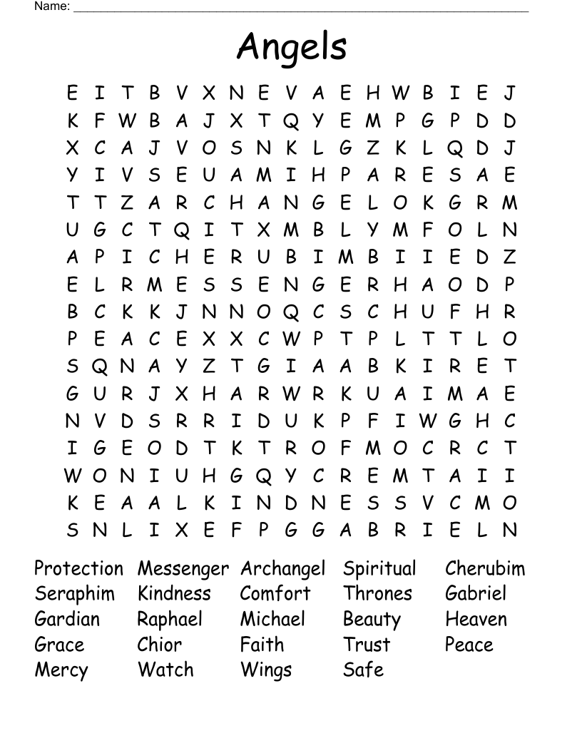 Angels Word Search WordMint