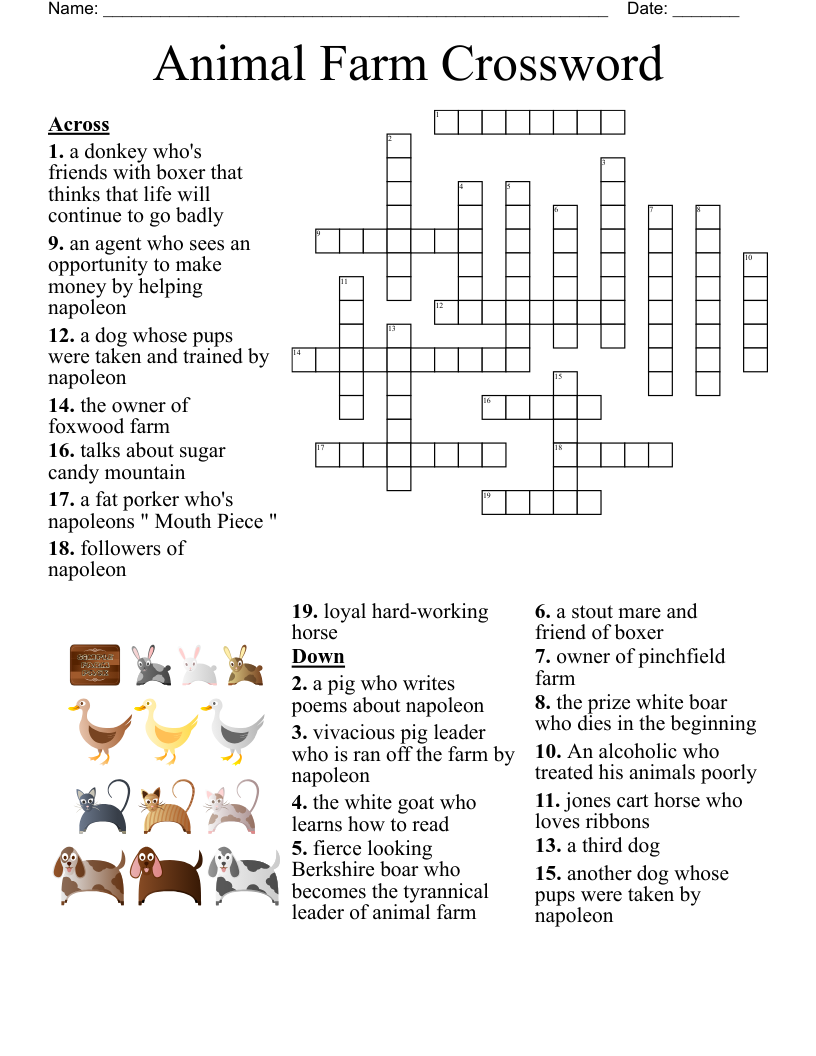 printable animal crossword with answers