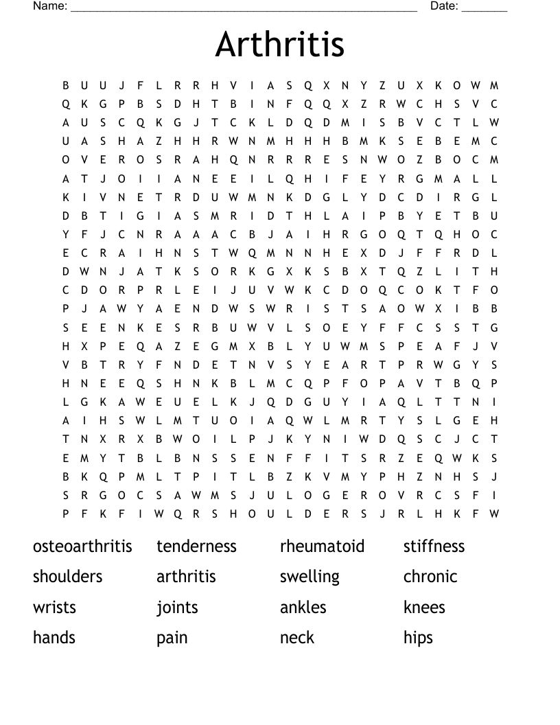 Arthritis Crossword WordMint