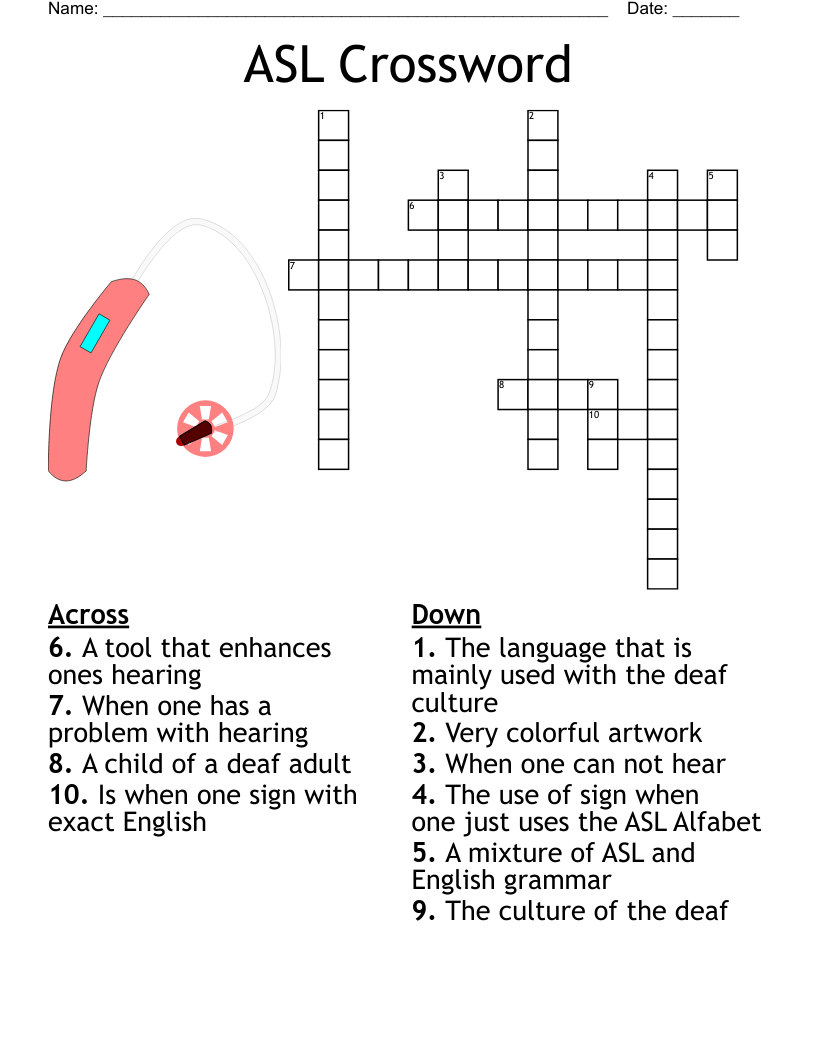 printable sign language crossword