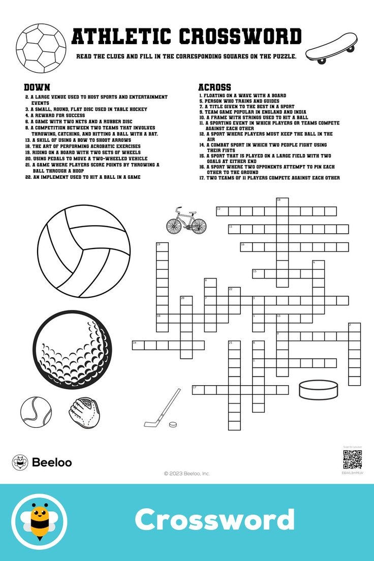 Athletic Crossword Worksheets Library