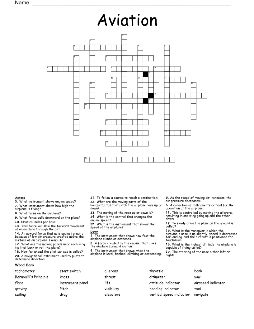 Aviation Crossword WordMint
