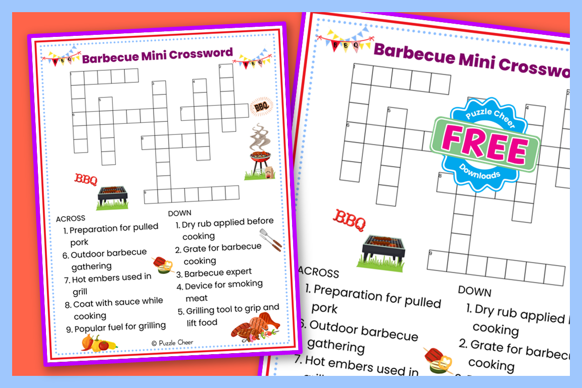 Barbecue Mini Crossword Puzzle Puzzle Cheer