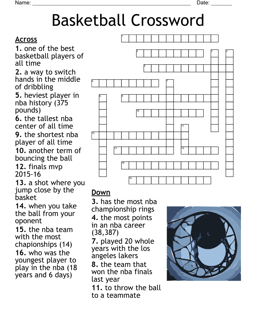 Basketball Basics Crossword WordMint
