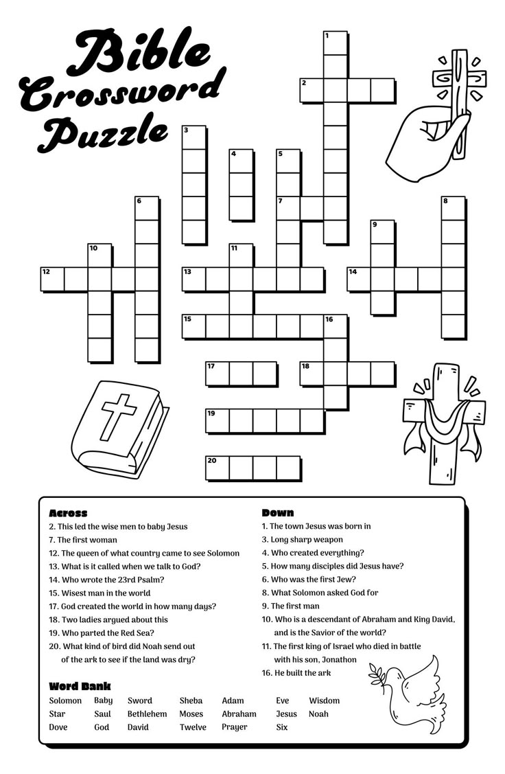 church crossword puzzles printable