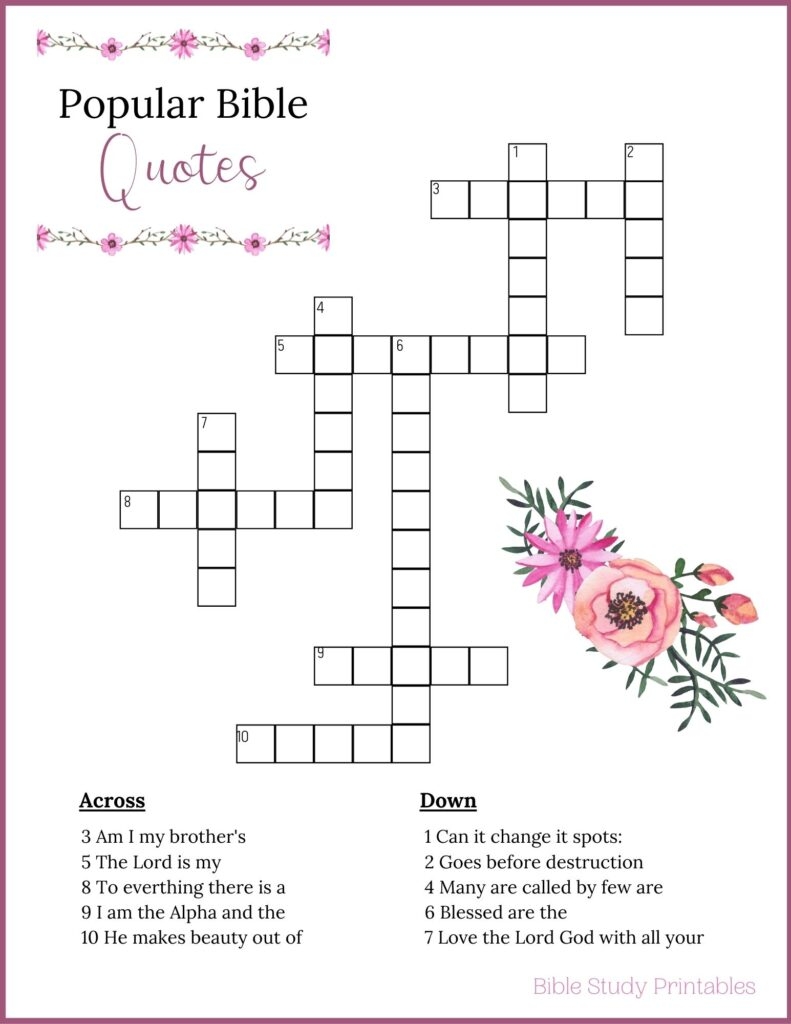 bible crossword puzzles for adults printable