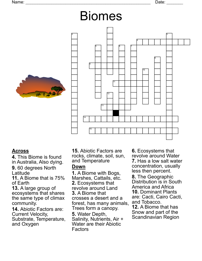 Biomes Crossword WordMint