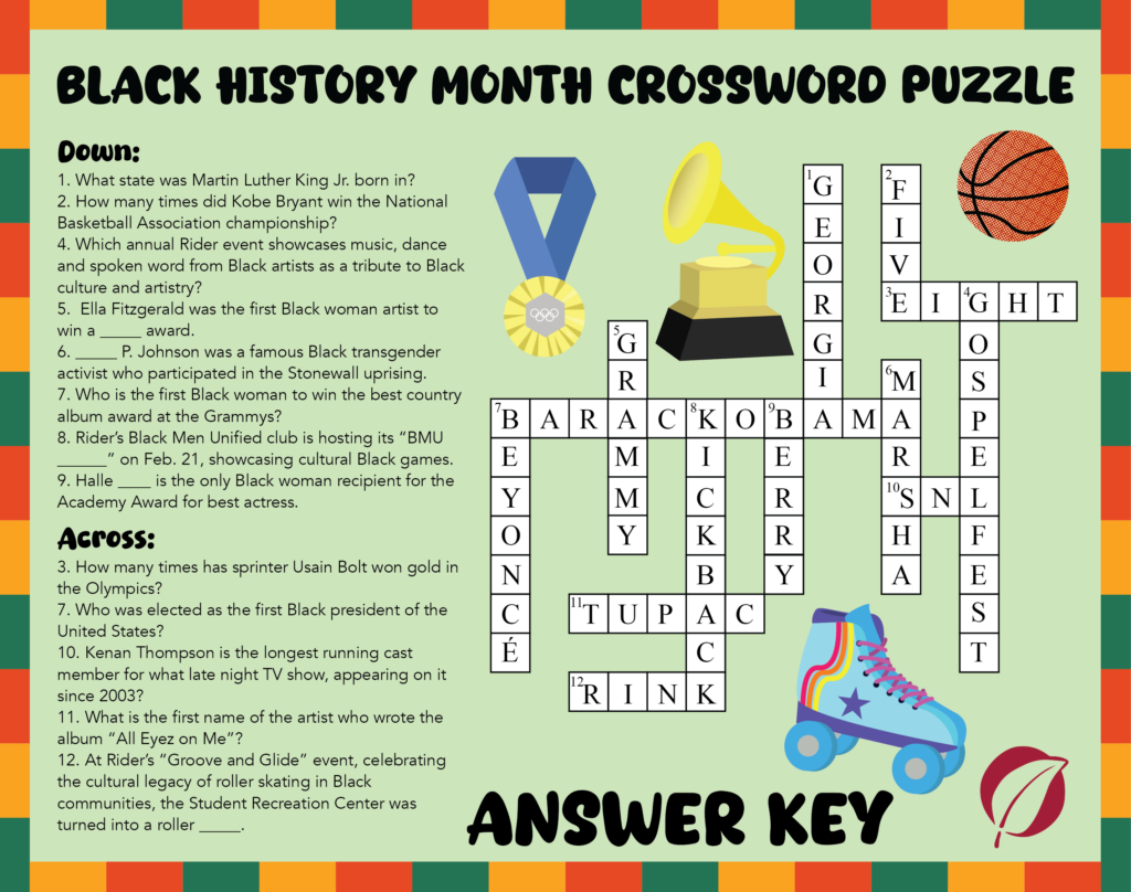 Black History Month Crossword And Answer Key The Rider News