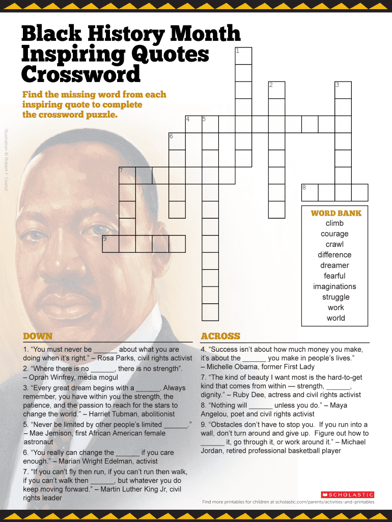 Black History Month Inspiring Quotes Crossword Answer Key Fill Out Sign Online DocHub