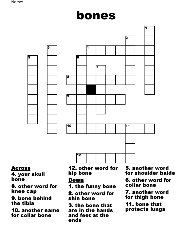 Bones Crossword WordMint