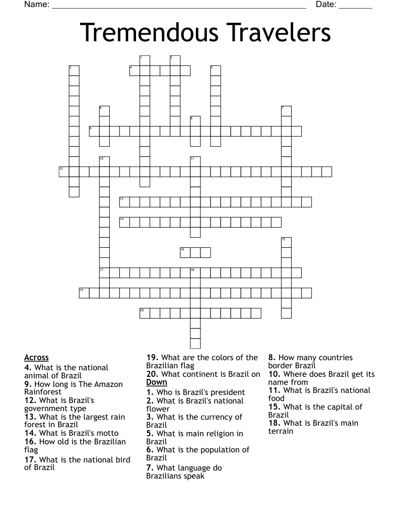 BRAZIL Crossword WordMint