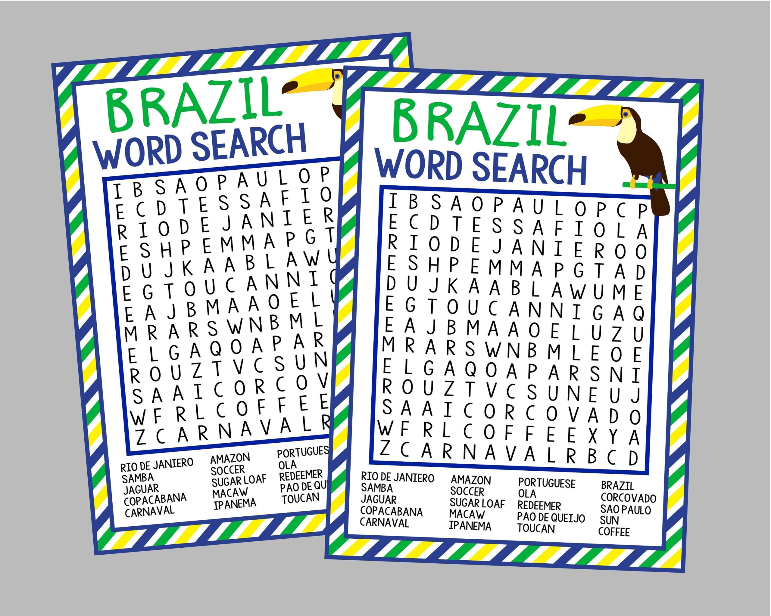 printable brazil crossword puzzle for kids