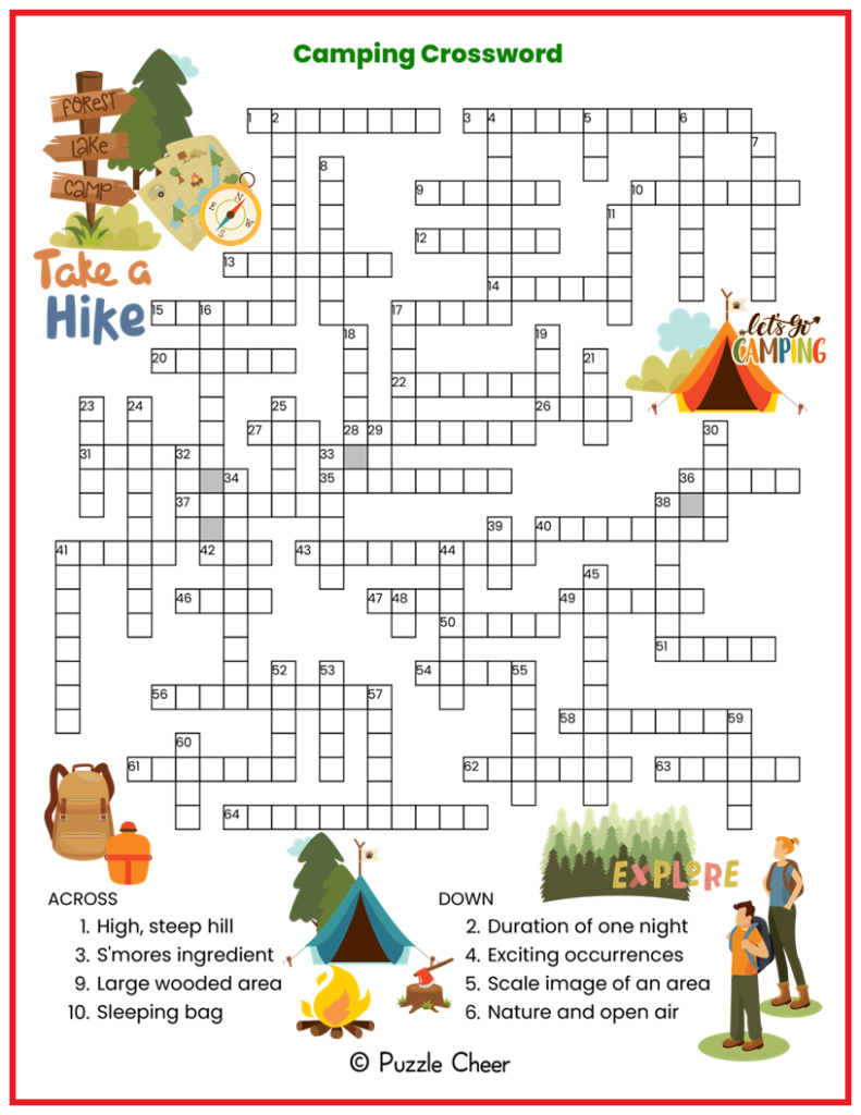Camping Crossword Puzzle Puzzle Cheer