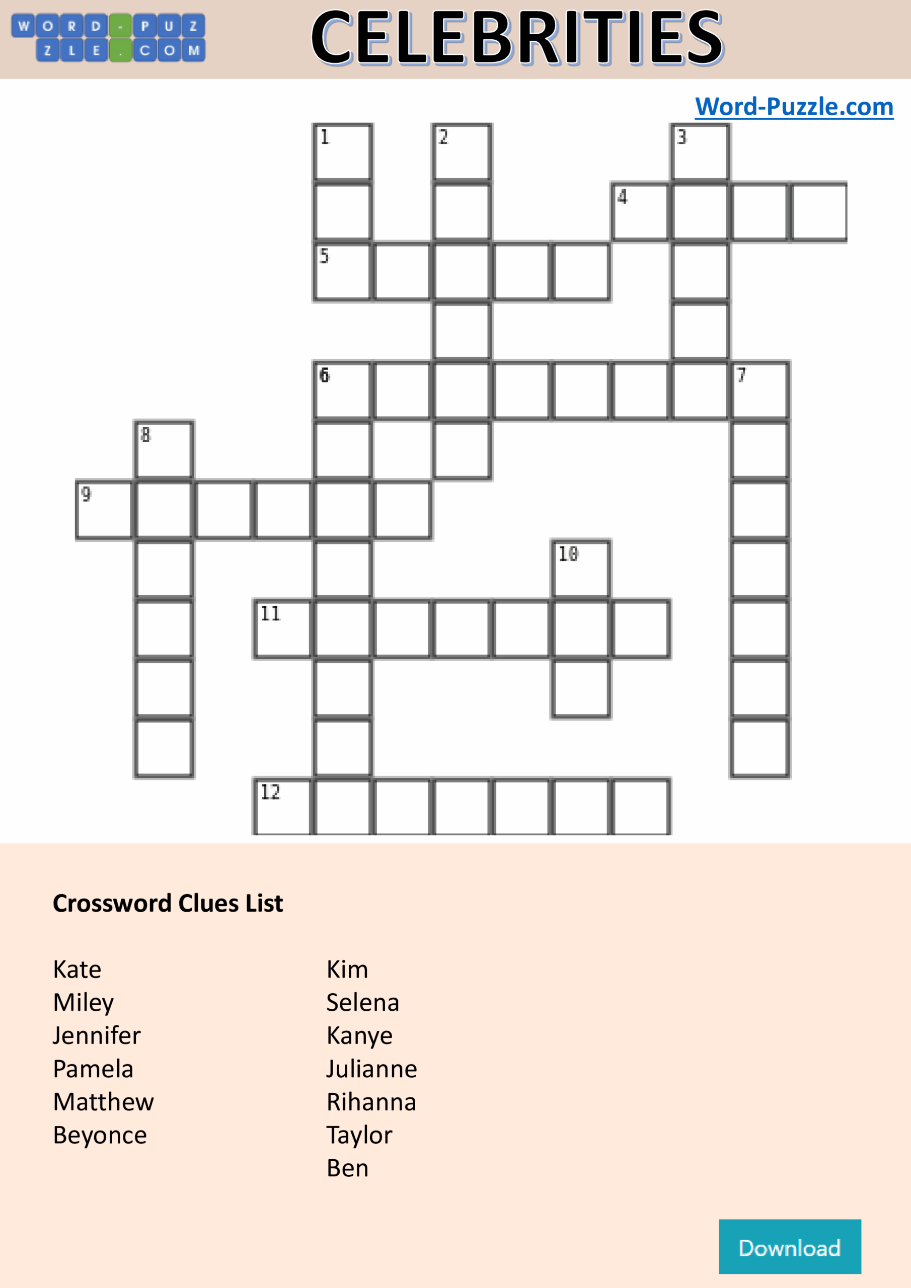 Celebrity Crossword Puzzle Gratis