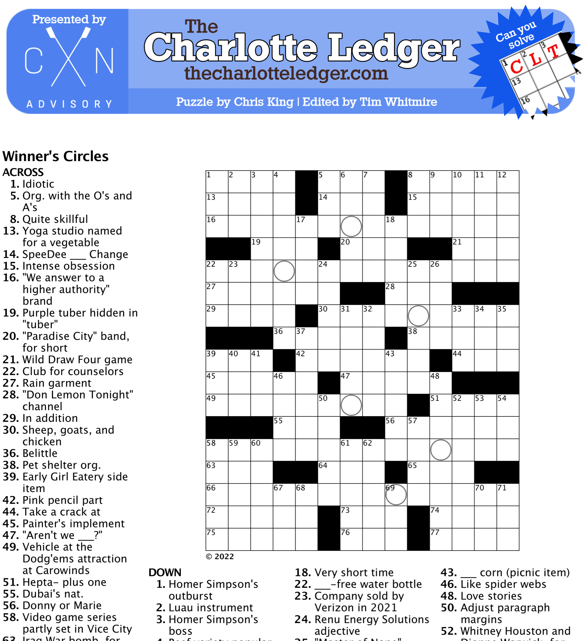 Charlotte Ledger Crosswords The Charlotte Ledger