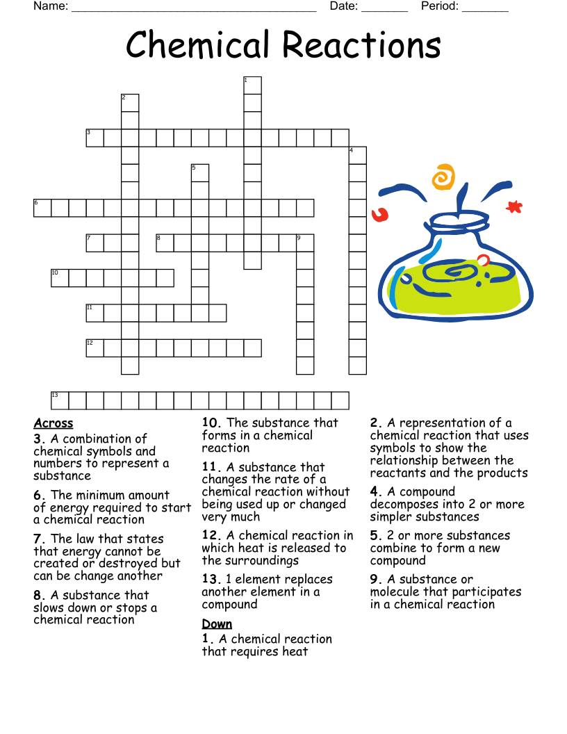 Chemical Reactions Crossword WordMint
