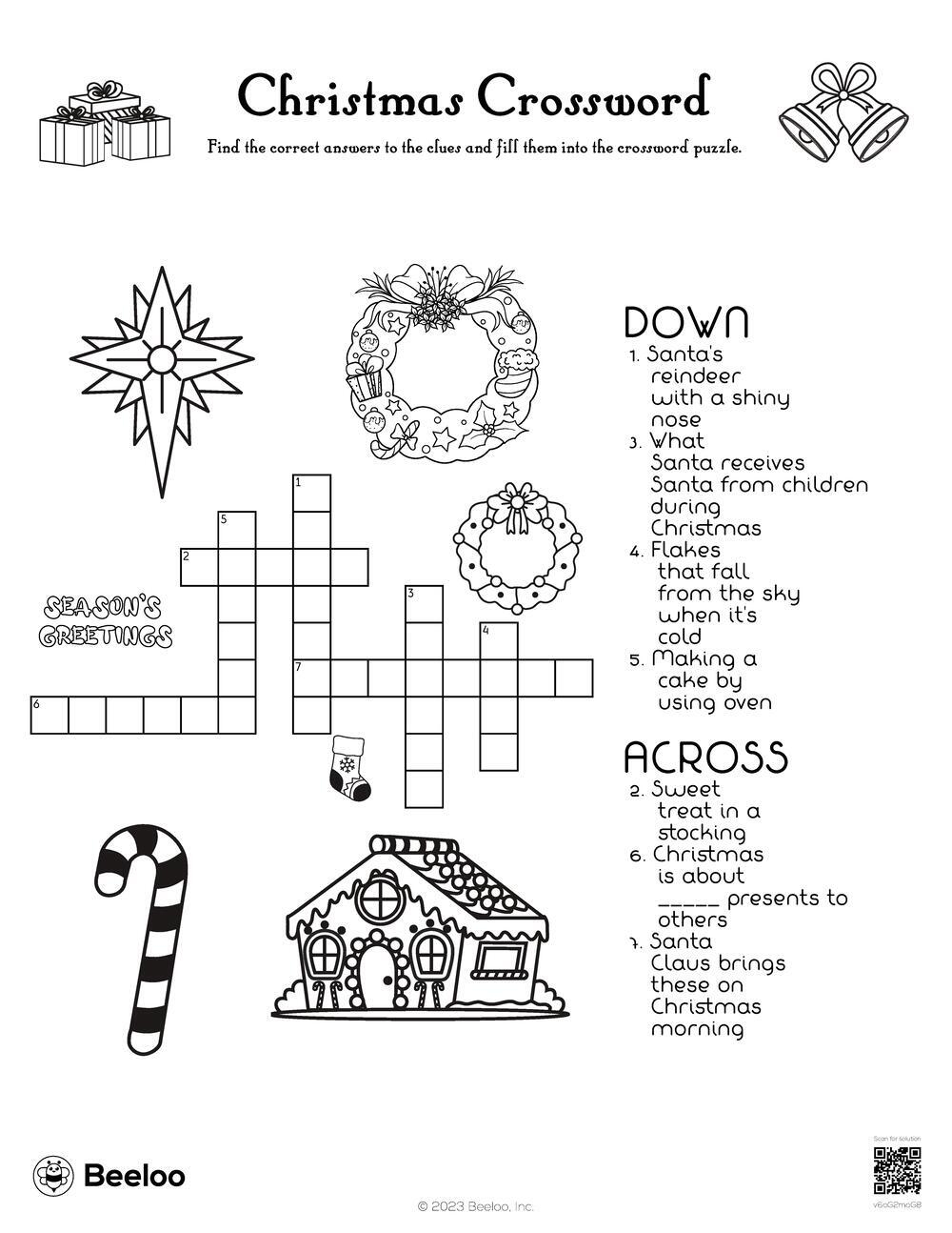 kid's christmas crossword printable