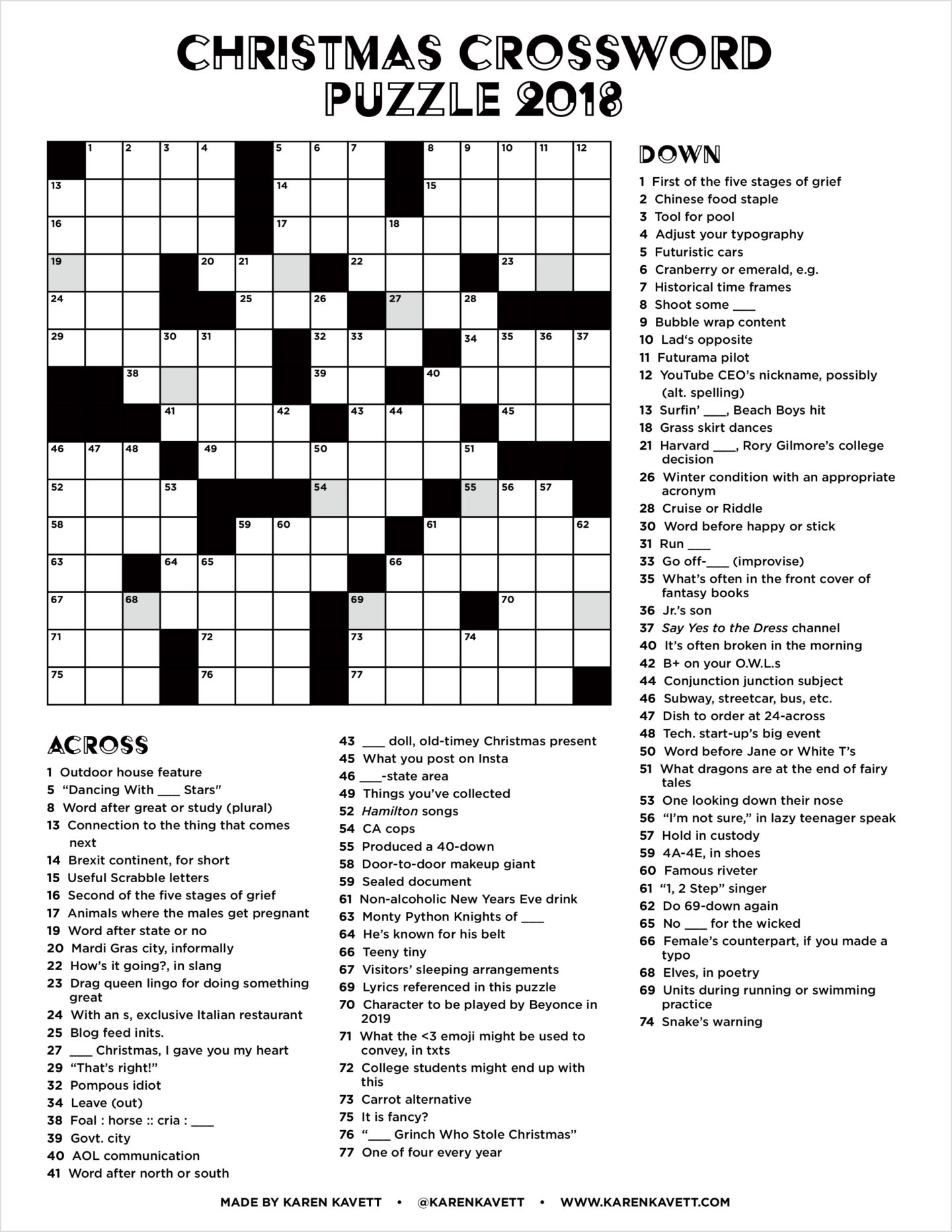 printable christmas crossword puzzles for students pdf