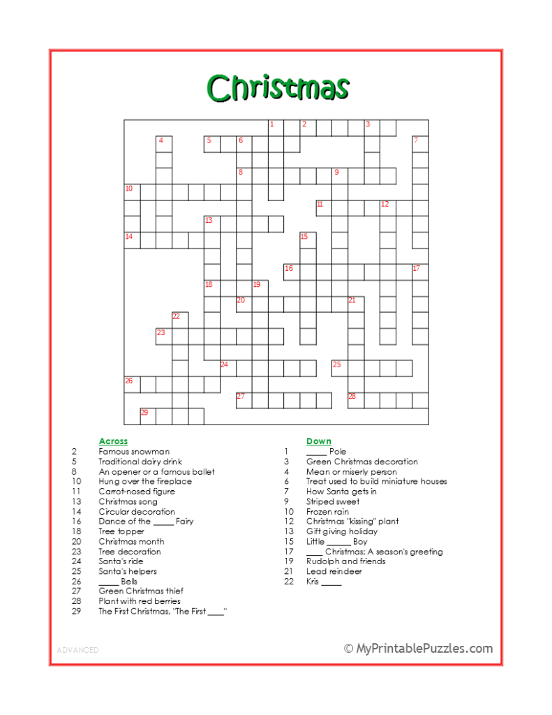 free printable challenging crossword puzzles