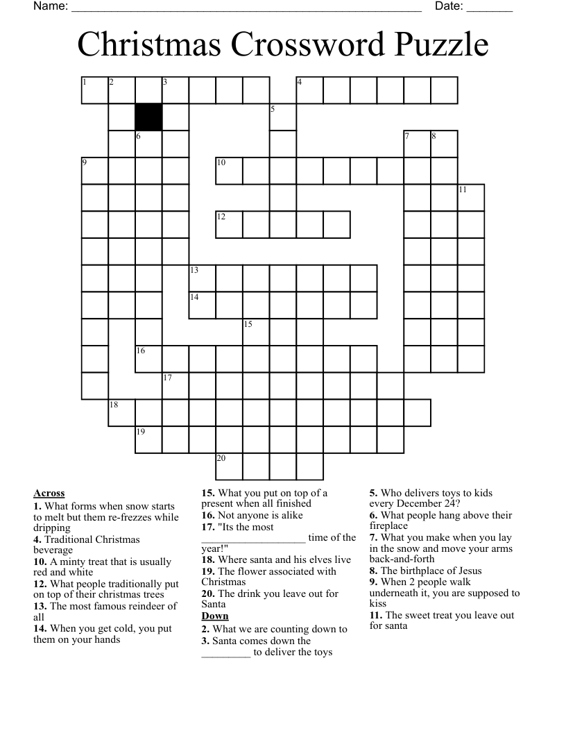 christmas crossword for kids printable