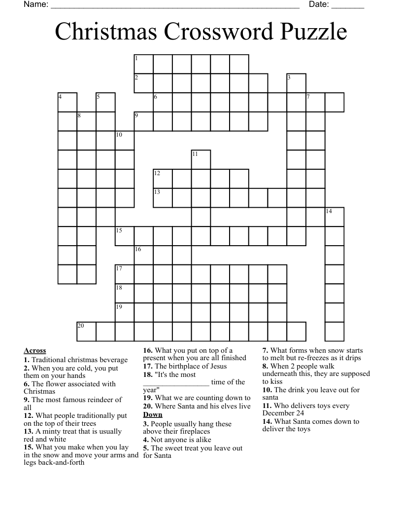 free printable crosswords puzzles for christmas