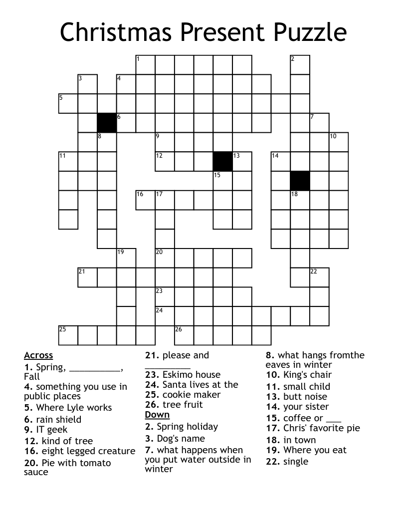 printable christmas crossword puzzle grade 8