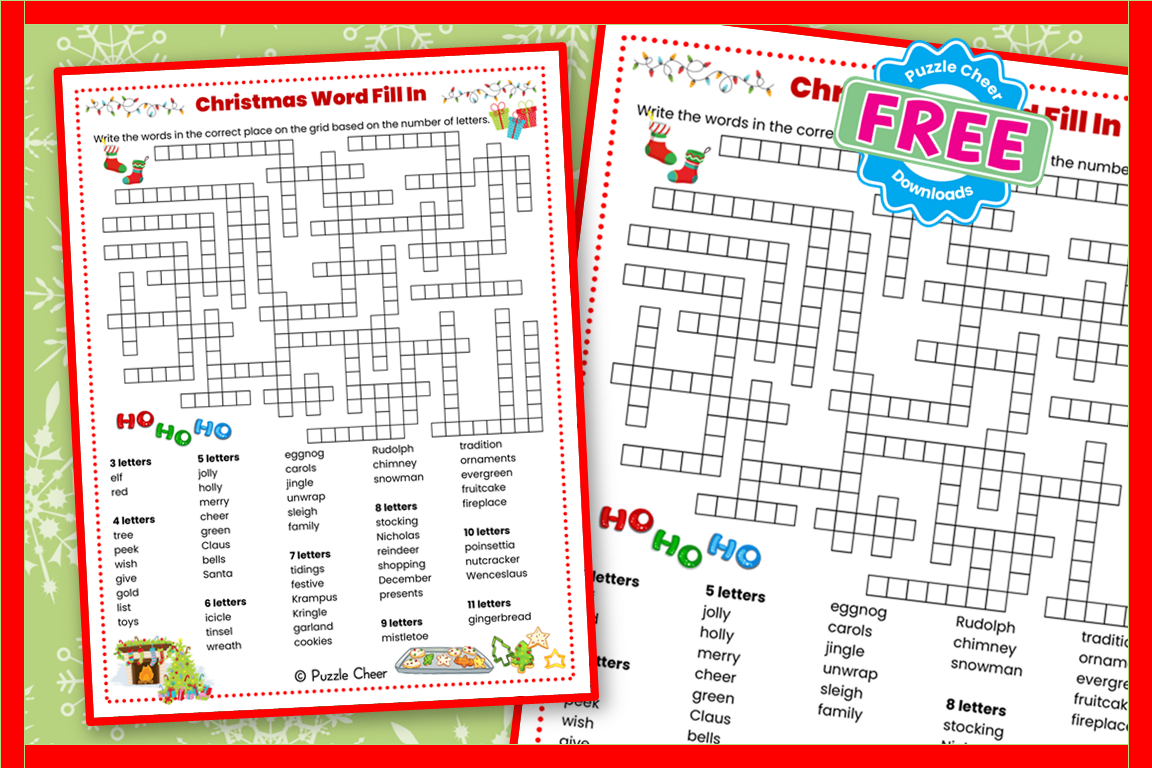 Christmas Word Fill In Puzzle Puzzle Cheer