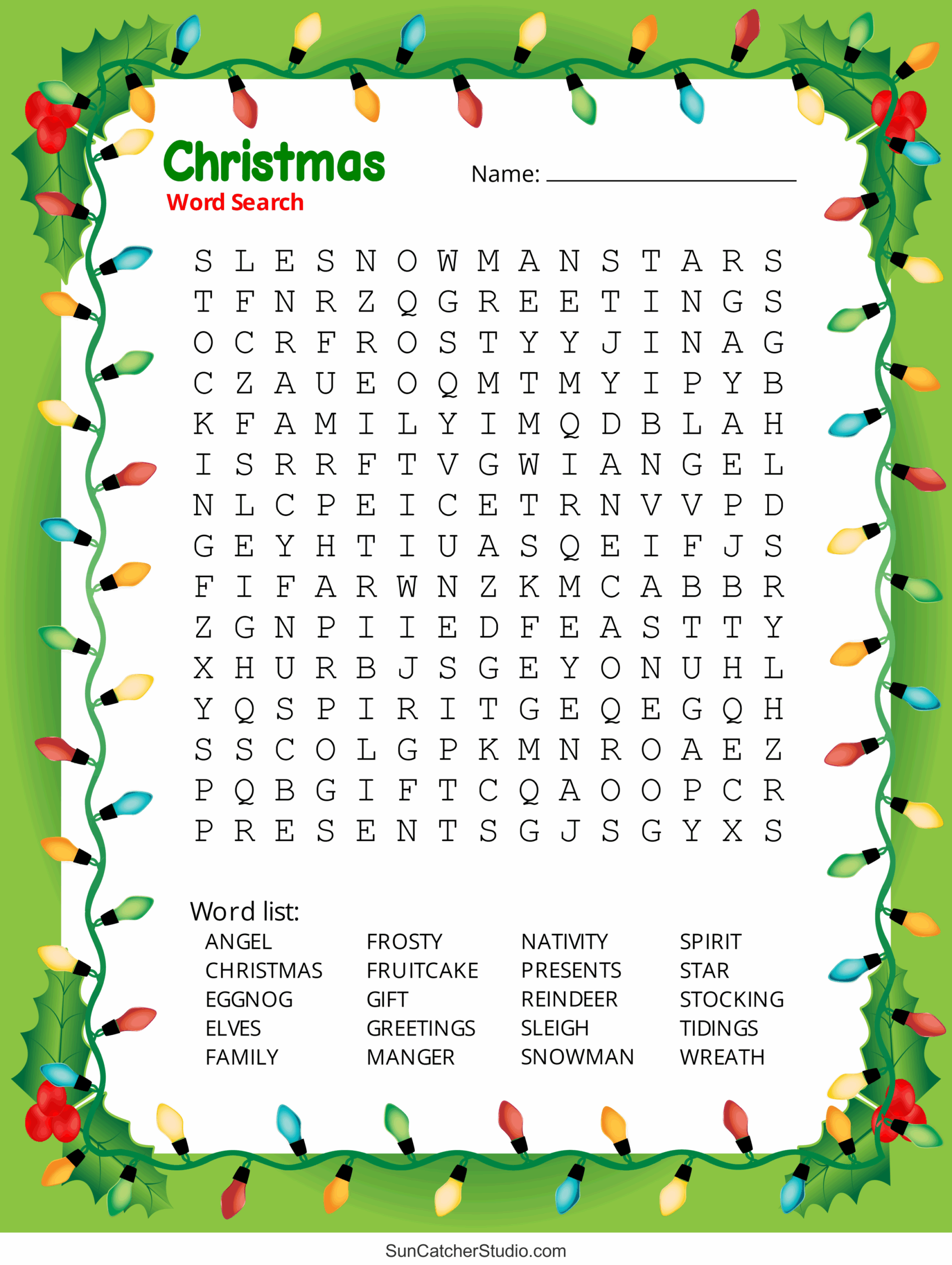 Christmas Word Search Free Printable PDF Puzzles Free Printables Monograms Design Tools Patterns DIY Projects