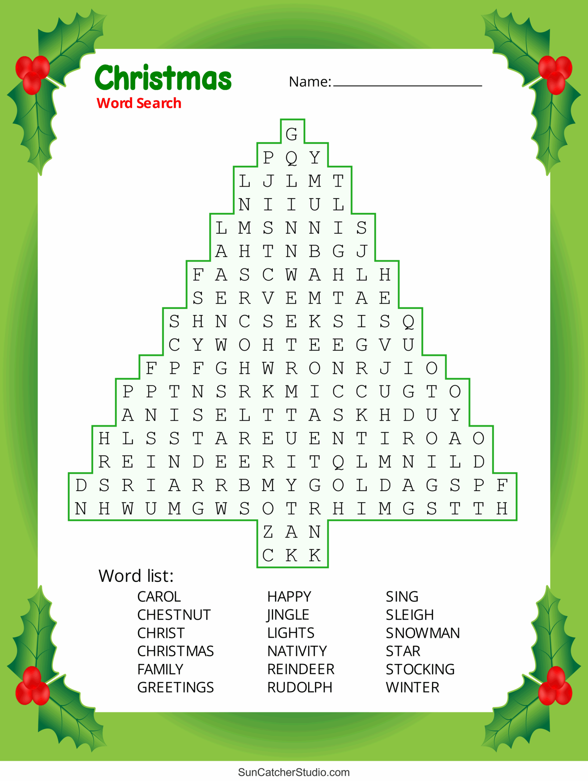 free printable holiday crossword word search
