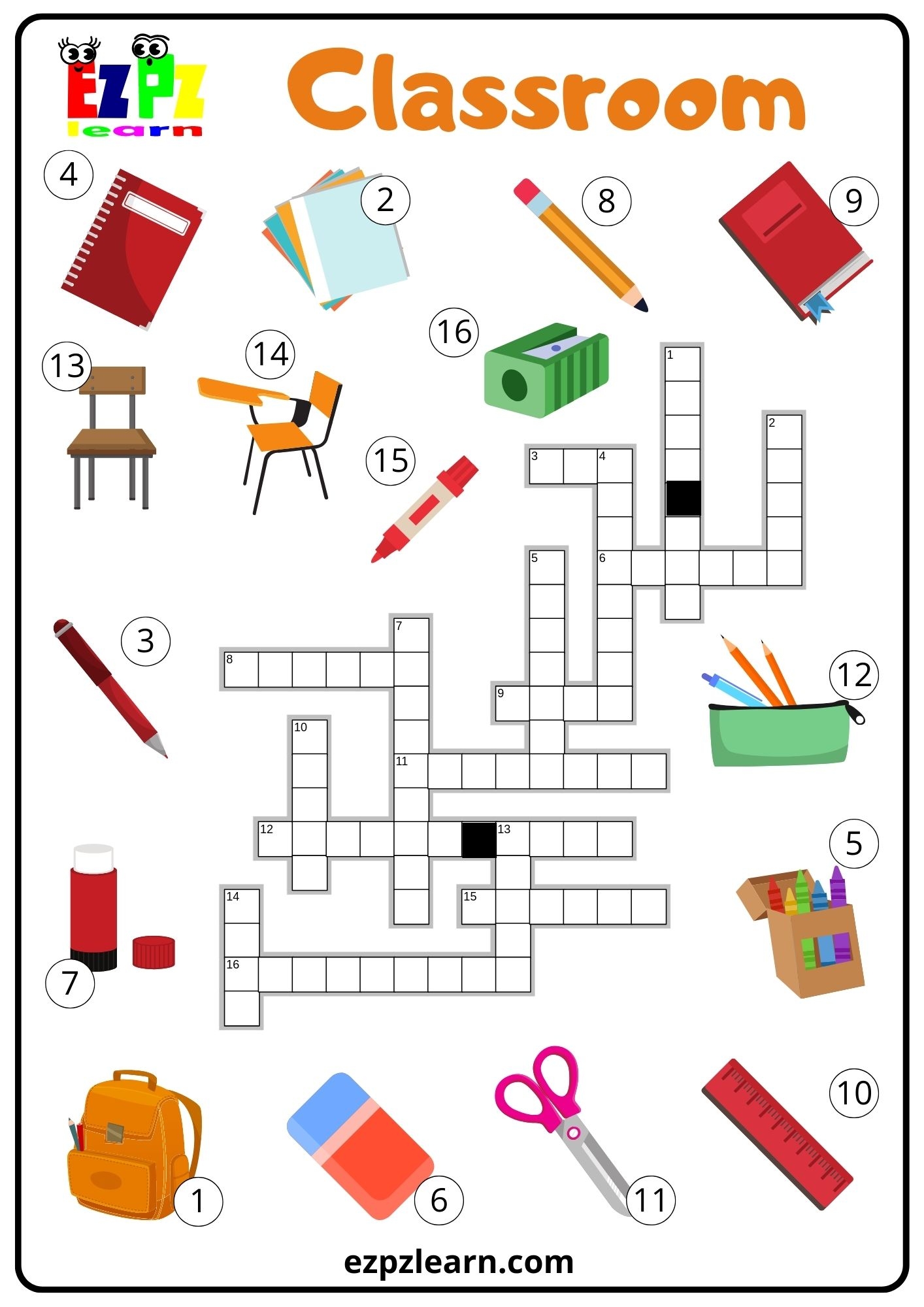 Classroom Crossword Ezpzlearn Classroom Crossword Ezpzlearn
