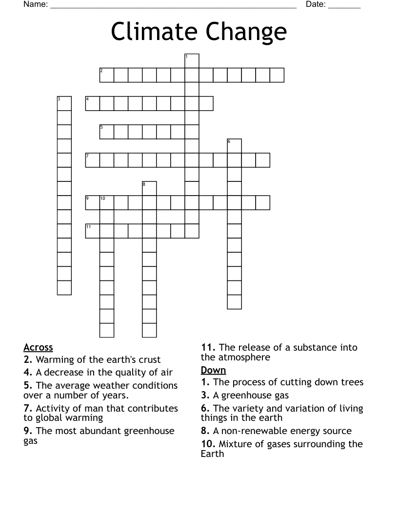 Climate Change Crossword WordMint