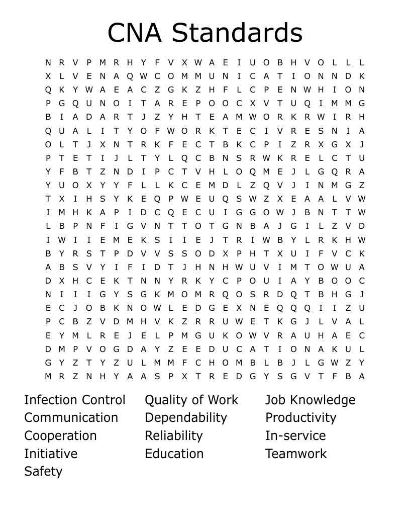 CNA Standards Word Search WordMint