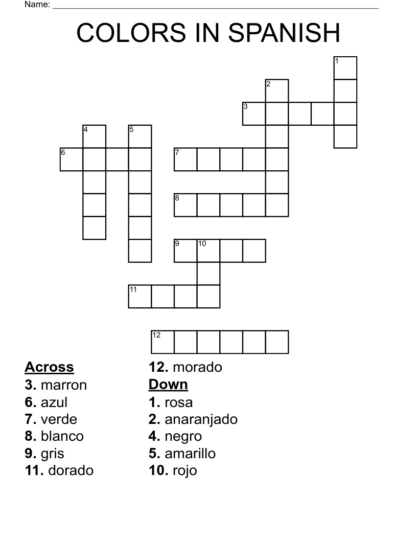 easy spanish crossword puzzles printable