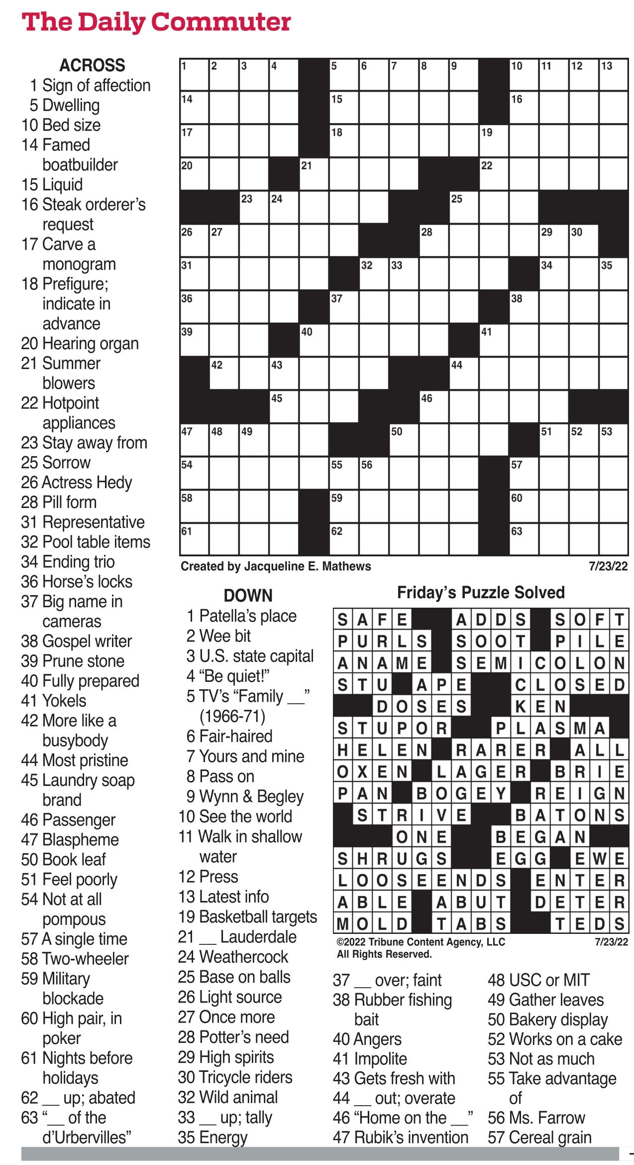 Commuter Daily Crossword Puzzles The Mercury News