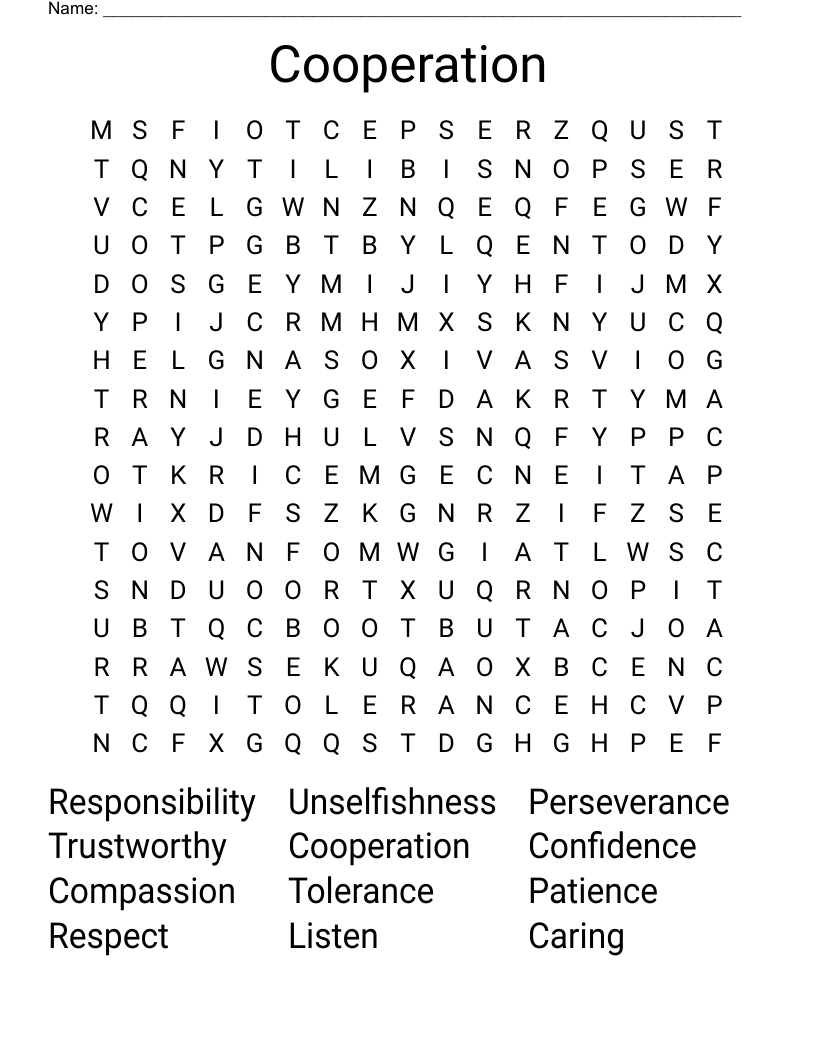 Cooperation Word Search WordMint