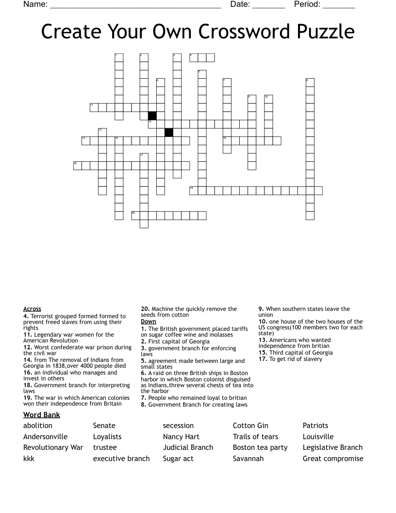 Create Your Own Crossword Puzzle WordMint