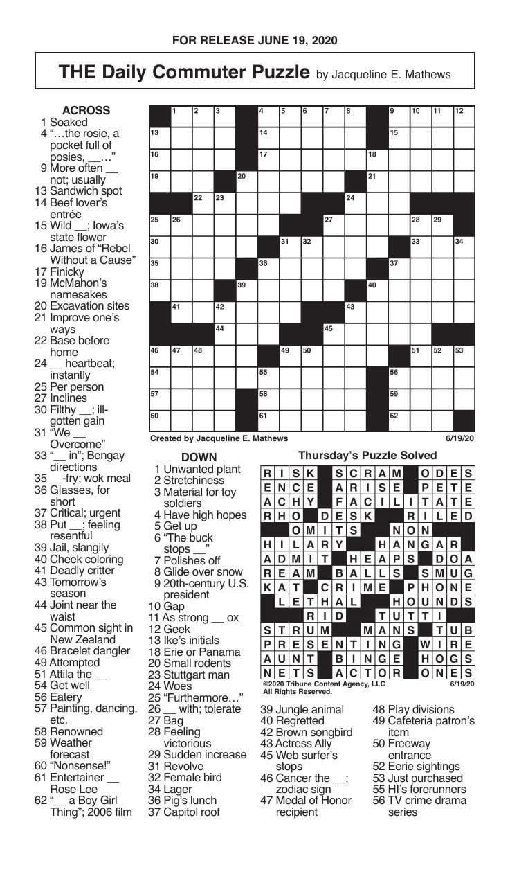 Crossword By Mathews 6 19 Messenger inquirer