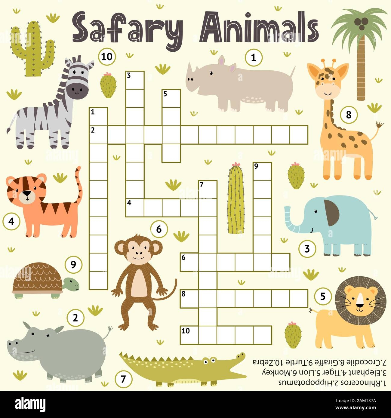 free printable jungle crossword for kids