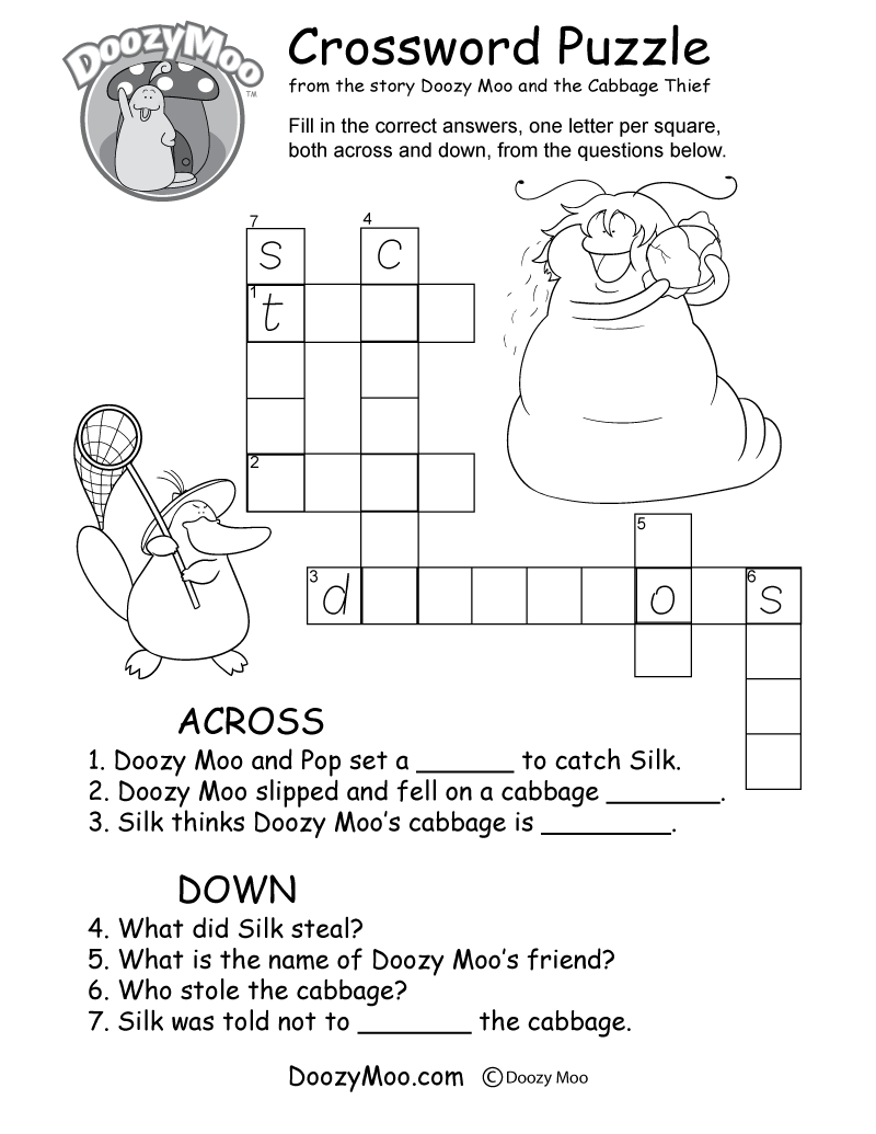 free printable kids crossword